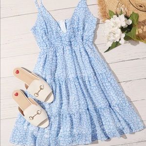 Shein light blue patterned dress